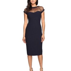 Maggy London Dark Navy Floral Trumpet Dress Size 10